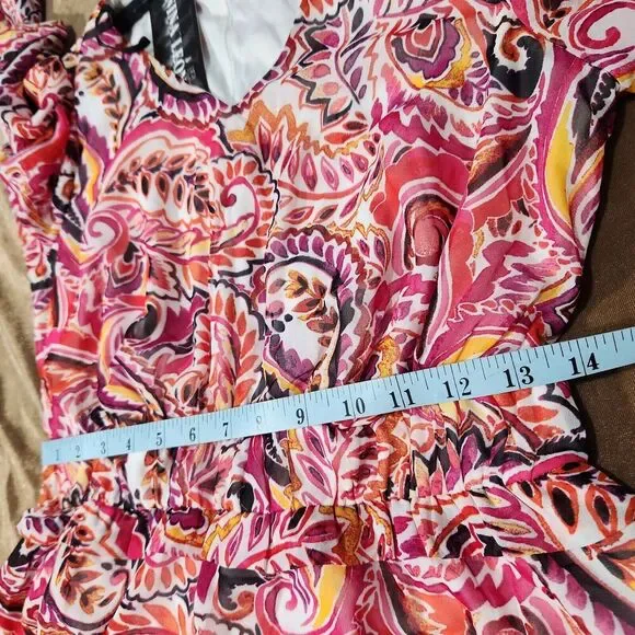 Nina Leonard Chiffon Dress For Women Size Small Lined 3/4 Sleve - Picture 7 of 12